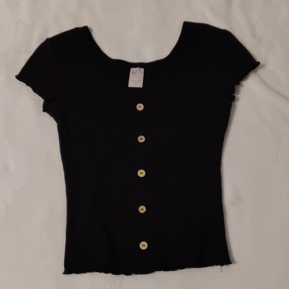 No Boundaries Black Button-Down Top